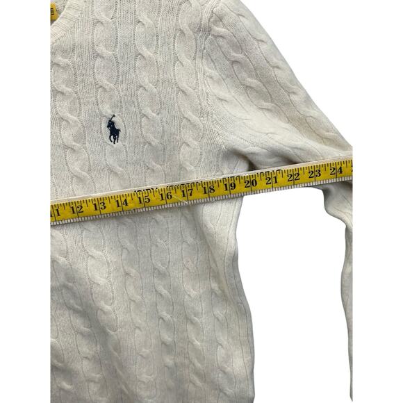 Lauren Ralph Lauren Sweater Womens Large Cream Wool Cashmere Blend Slim Fit - Picture 11 of 15